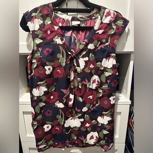 Merona red floral sleeveless blouse. Size Medium